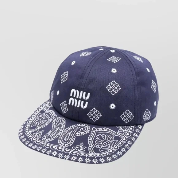 Miu Miu Navy Paisley bandana print cap - www.disolcolor.com